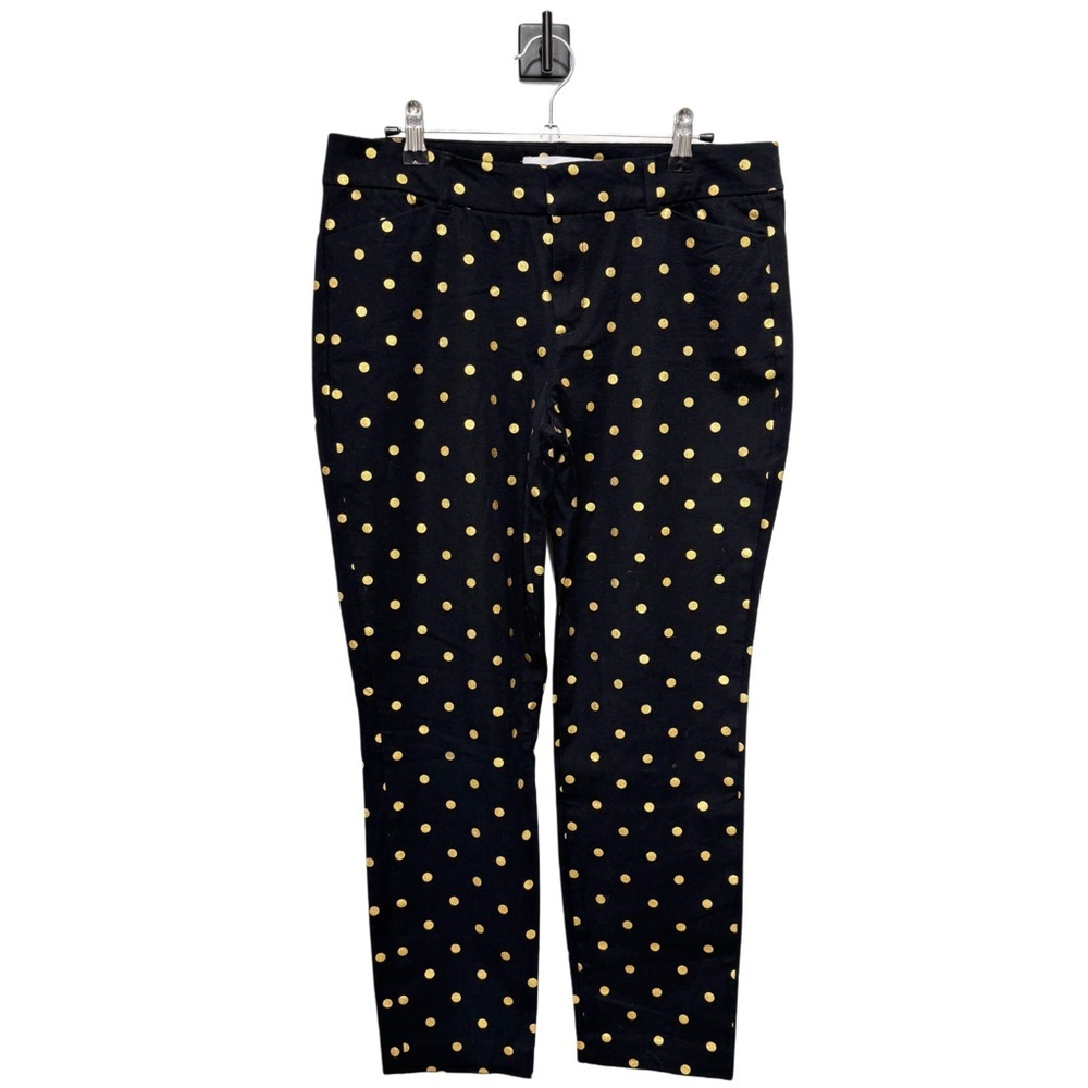 {Old Navy} "Pixie" Black Gold Polka Dot Tapered Straight Leg Ponte Dress Pants